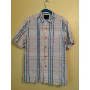 Tommy Bahama Silk Blend Shirt Short Sleeve Button Up Shirt Sz Small Plaid Beach